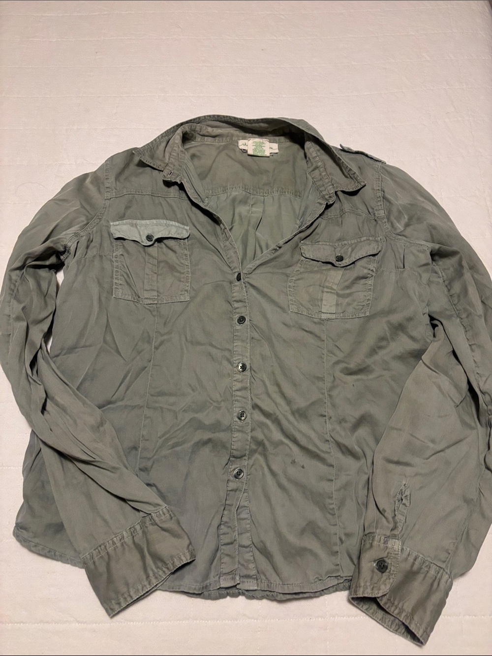 Staring at Stars Olive Green Lightweight Button-Up Shirt Jacket